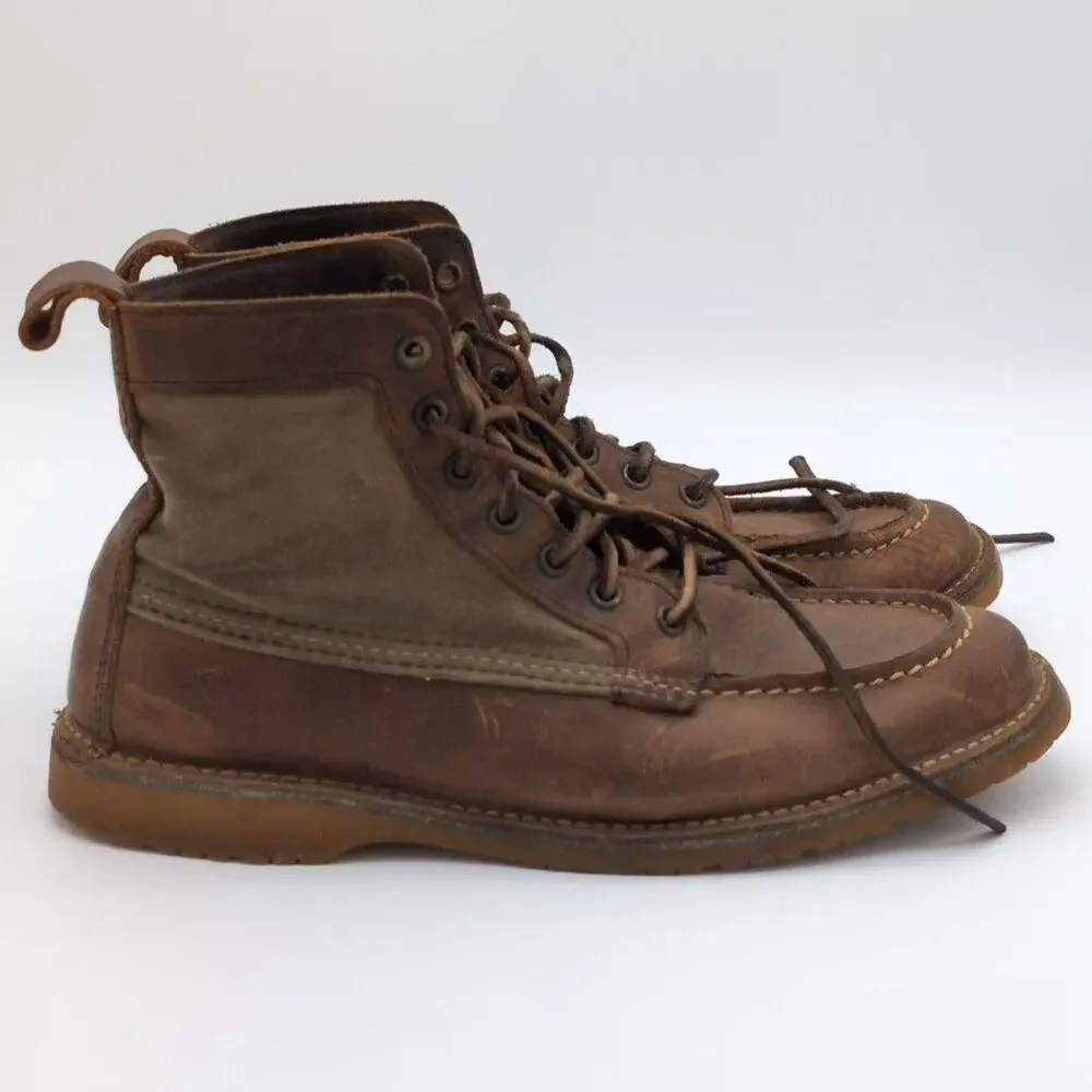Red Wing Boots Mens 9 Brown 3335 Weekender Canvas Moc Leather Work Shoes